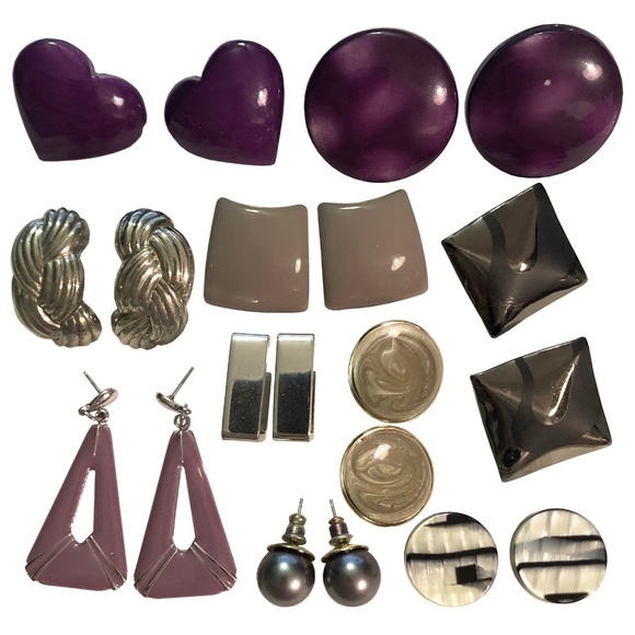 Purple Haze Vintage 80's-90's Pierced Earring Lot - Picture 1 of 5